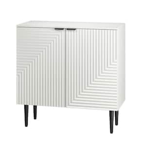 Kordt Modern 35 in. Tall 2-Door Accent Storage Cabinet with Adjustable Legs and Shelves -White