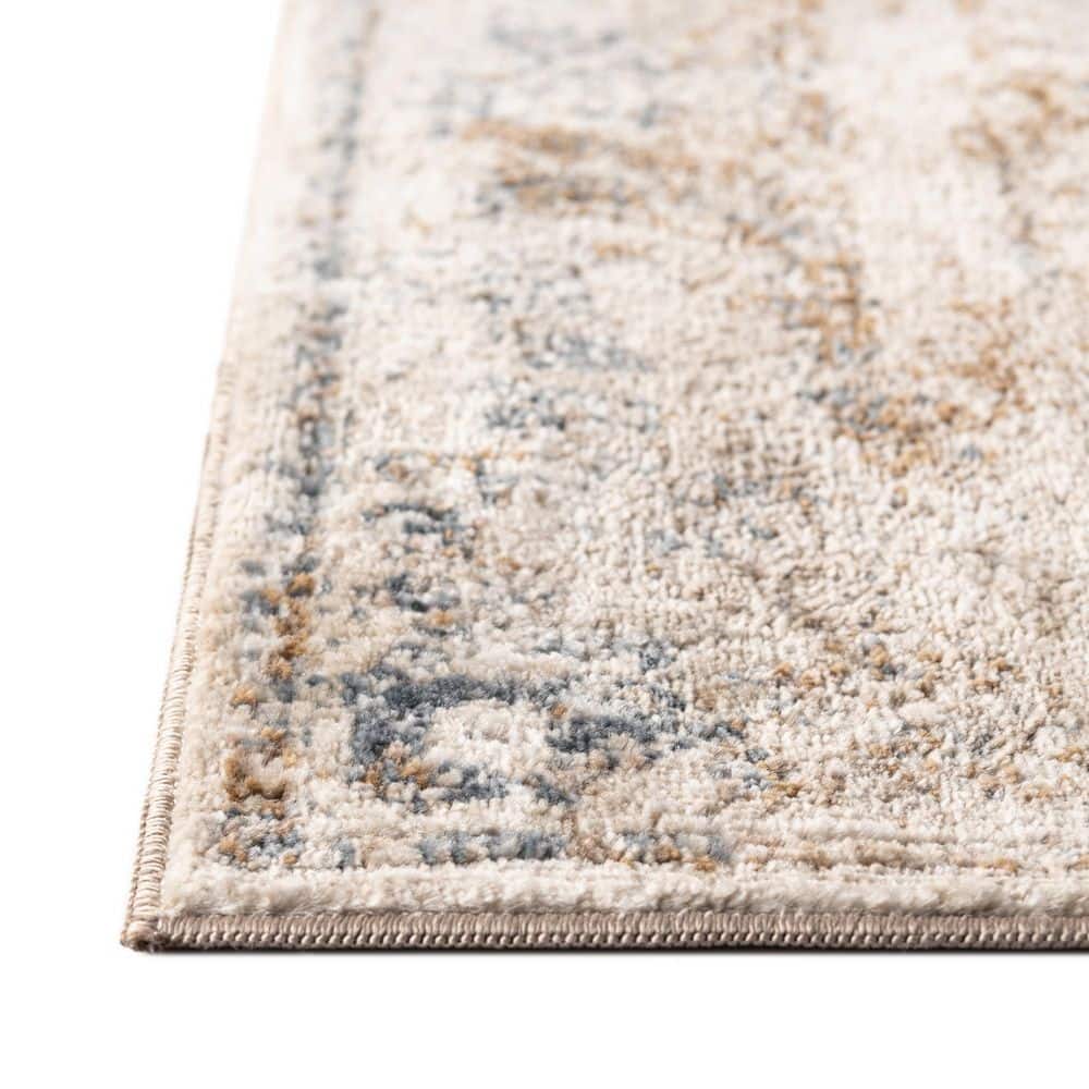 Eliza Blue Cream Rectangular Stain-Resistant Area Rug