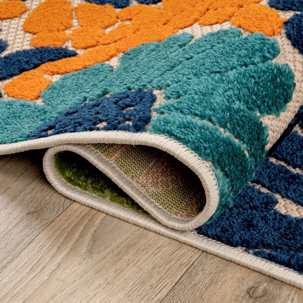 Palermo Multi-Color Floral Synthetic 5' x 7' Indoor/Outdoor Rug