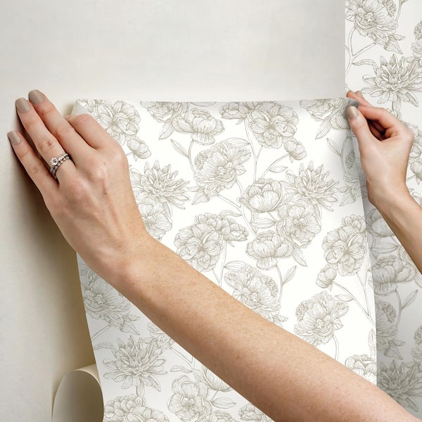 【yuu0524kiページ】 NuWallpaper 216in. x 20.5in. White Gilded Floral Peel and