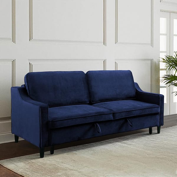 Homelegance Adelia Navy Convertible Studio Sofa with Pull Out Bed