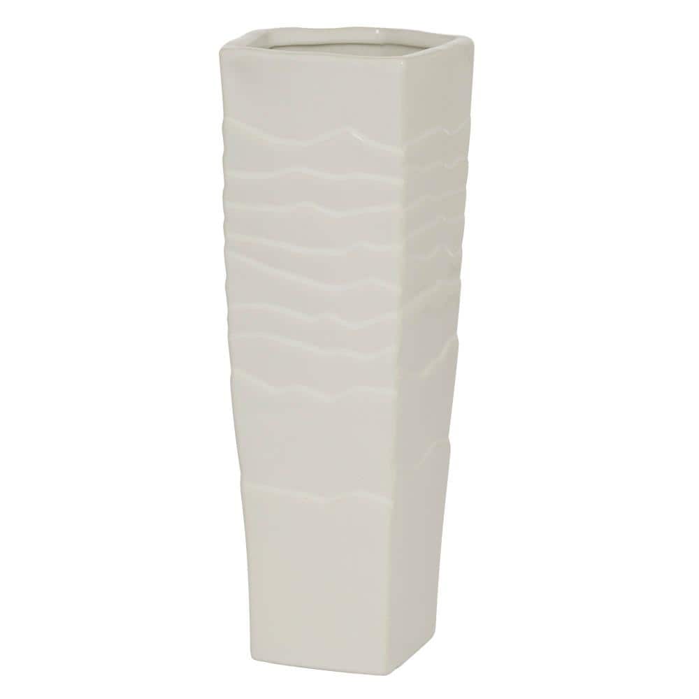 Elegant White Ceramic Decorative Vase 12.7" Tall