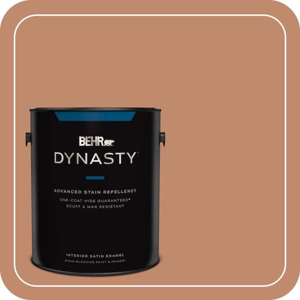 BEHR DYNASTY 1 gal. #240F-4 Tiny Fawn Satin Enamel Interior Stain-Blocking Paint and Primer