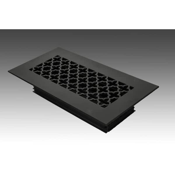 SteelCrest Victorian 10 in. x 4 in. Black Powder Coat Steel Floor Vent with Opposed Blade Damper