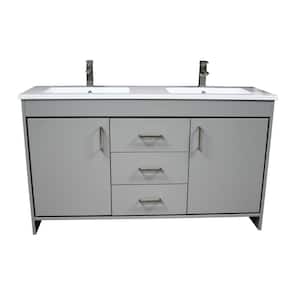 Rio 60 in. W x 19 in. D Bath Vanity in Gray with Acrylic Vanity Top in White with White Basin