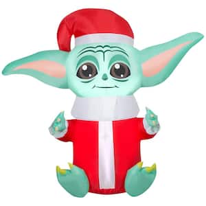 4.6 ft. Tall X 3.2 ft. W Christmas Inflatable Airblown-Stylized Grogu in Santa Suit