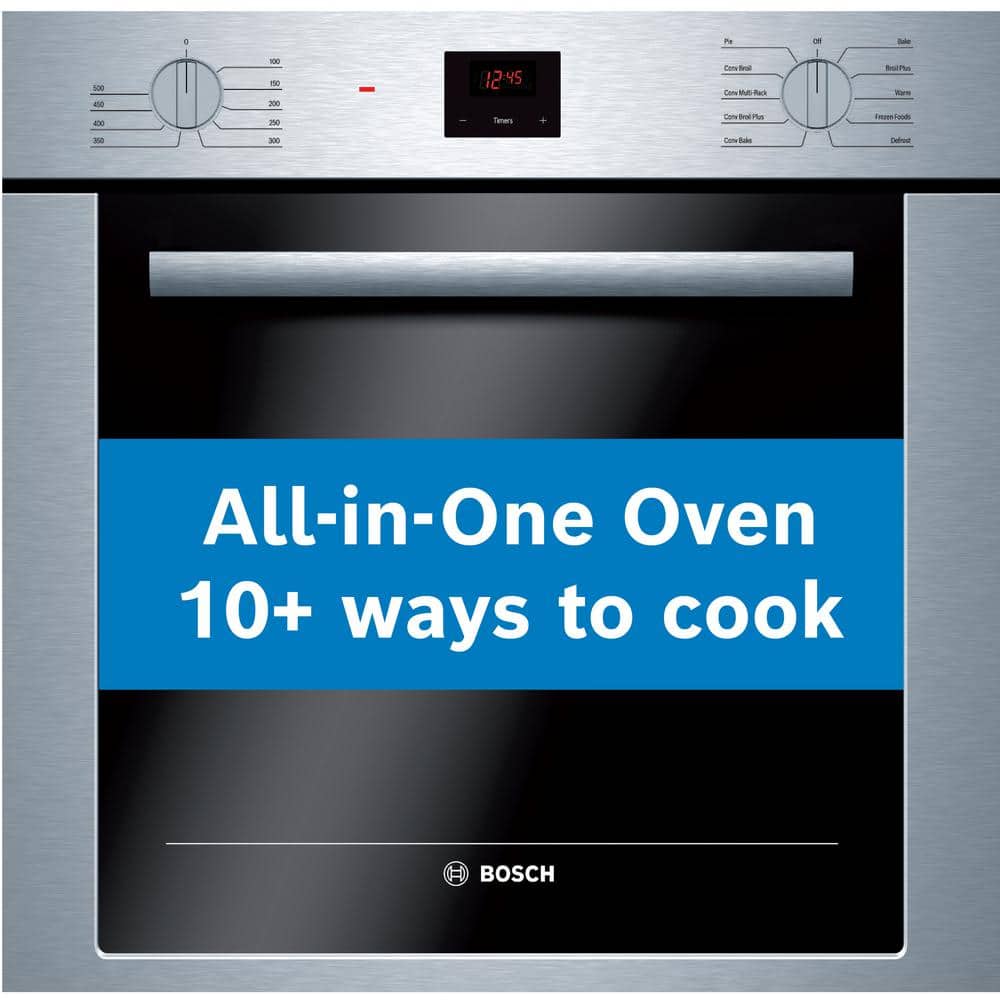 Bosch 500 Series 24 in. Built-In Smart Single Electric Wall Oven with European Convection, Self-Cleaning in Stainless Steel, Silver