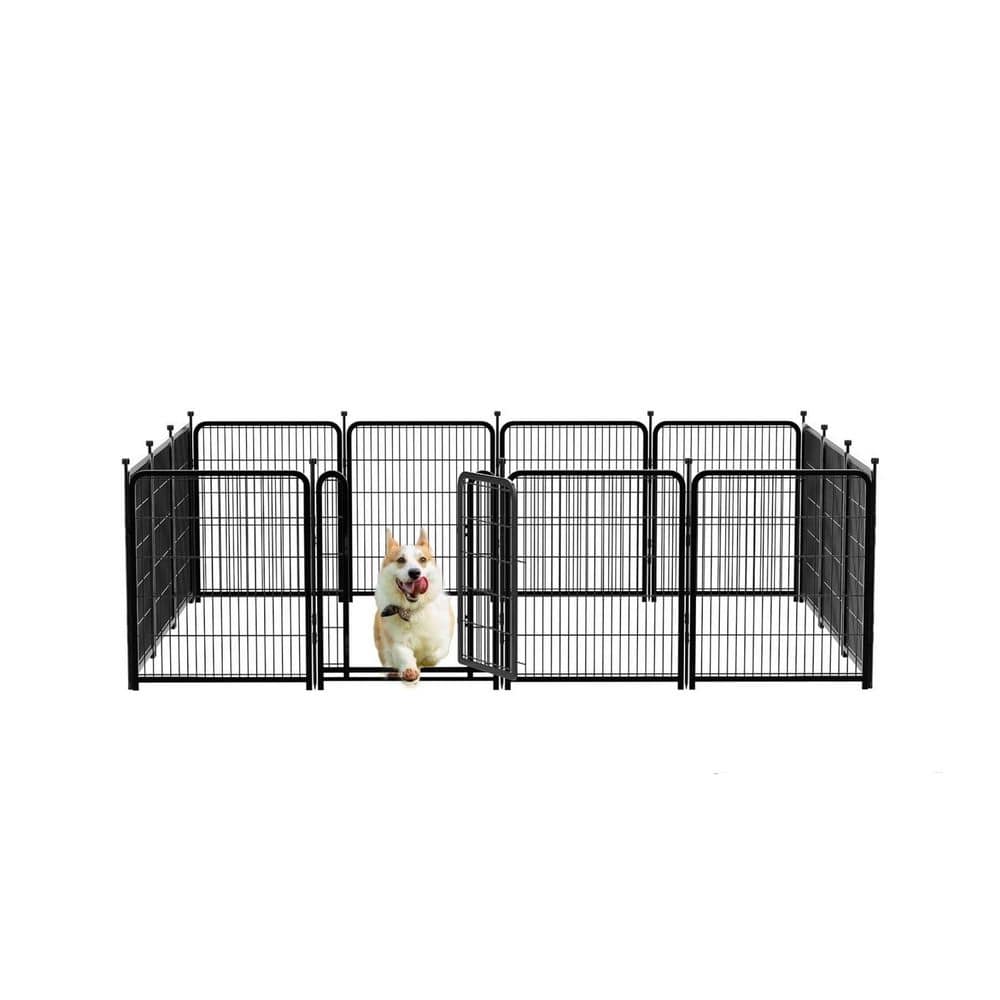 17.7 Ft. 48 in. Metal Panels Wide Door Low Threshold Dog Playpen, Temporary