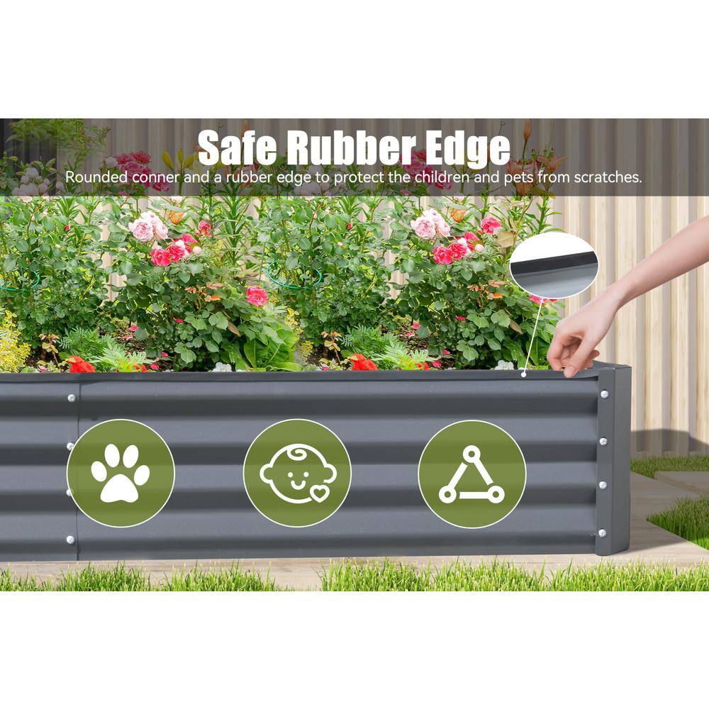 Gray Galvanized Steel Rectangular Raised Garden Bed, 6x3x1ft