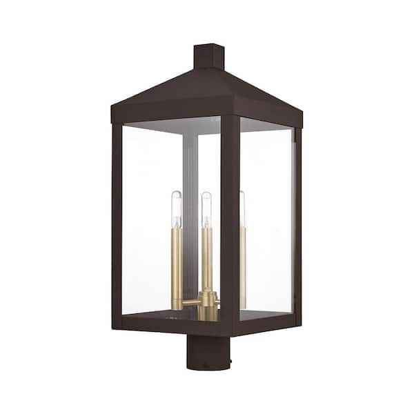Livex Lighting Nyack 3-Light Bronze Outdoor Post Top Lantern