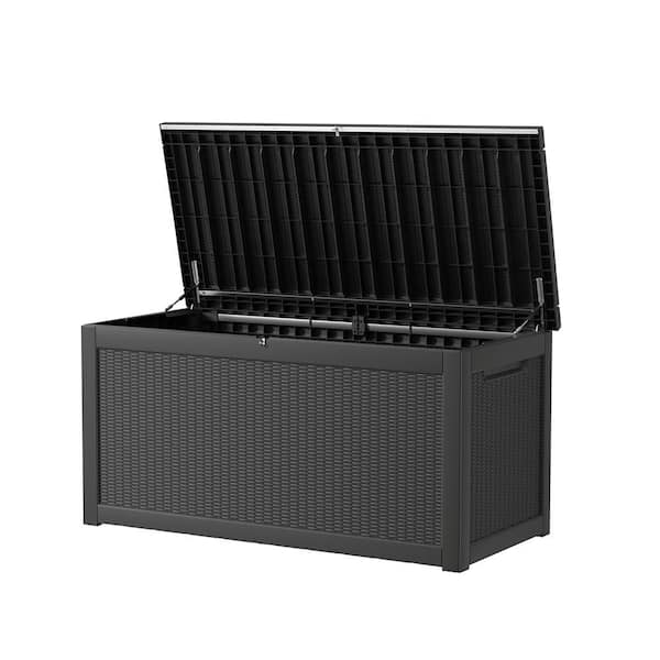 260 Gal. Waterproof Outdoor Resin Storage Deck Box, Large Lockable Capacity, Versatile Deck Storage Bench