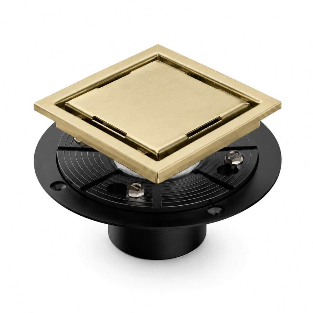 4 in. Square Shower Drain with Removable Grate and Hair Strainer in Brushed Gold price history on PriceWatchPro