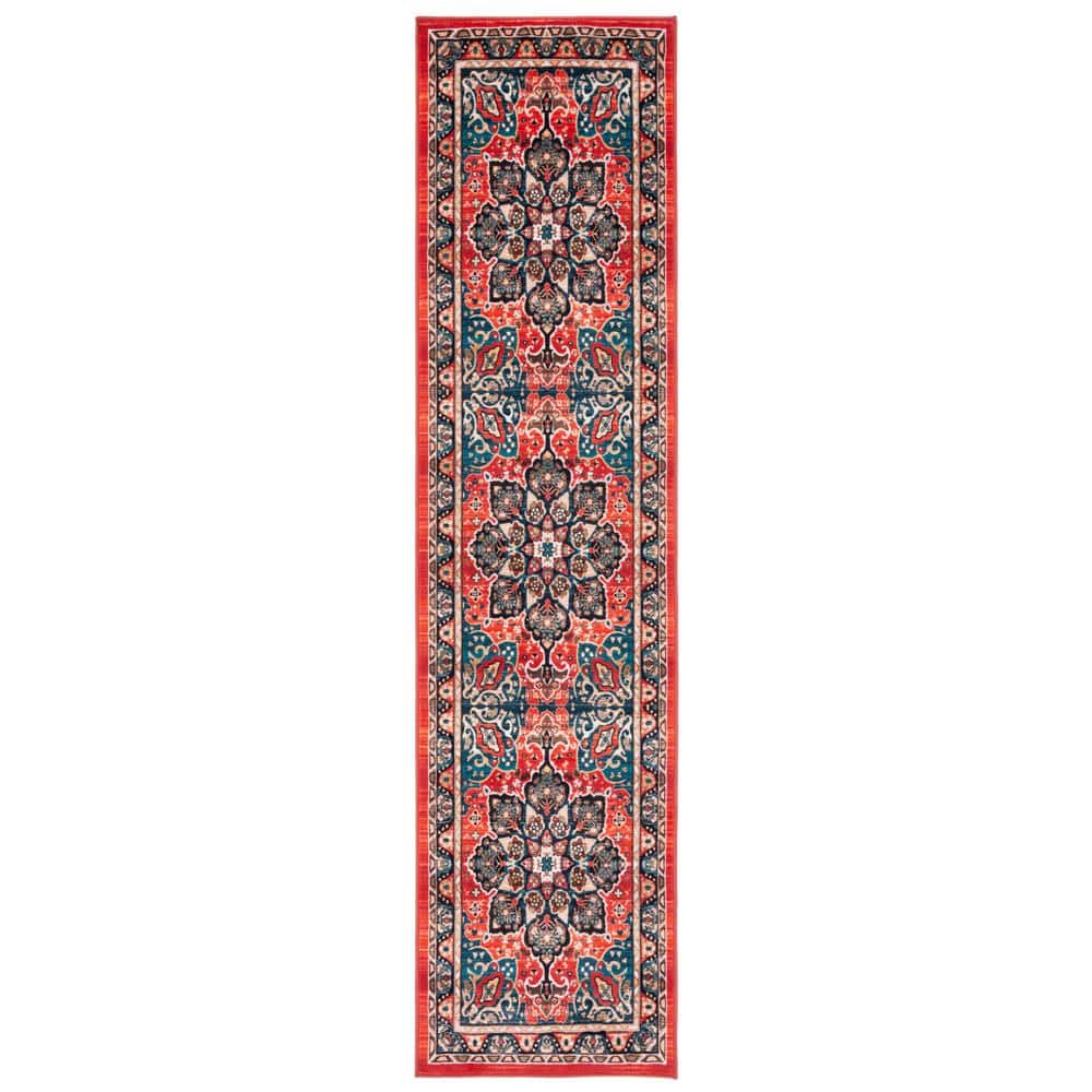 Riviera Black and Red Synthetic Runner Rug, 2'2" x 9'