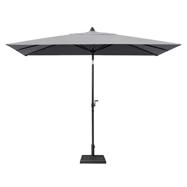 9 ft. x 5 ft. Outdoor Market Umbrella in Dark Gray Patio Table Umbrella with 8-Ribs and 43 lb. Resin Weighted Base