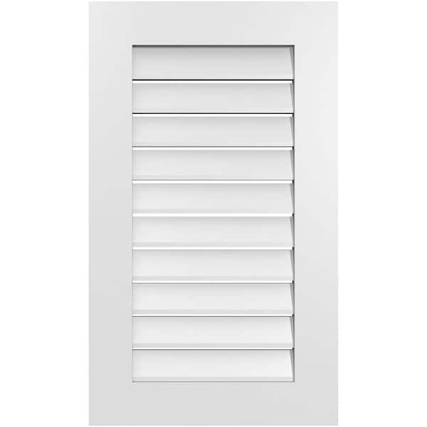 Ekena Millwork 20 in. x 34 in. Vertical Surface Mount PVC Gable Vent: Functional with Standard Frame