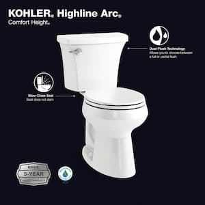 Highline Arc 2-piece 1.1/1.6 GPF dual-flush round toilet in white (seat not included)