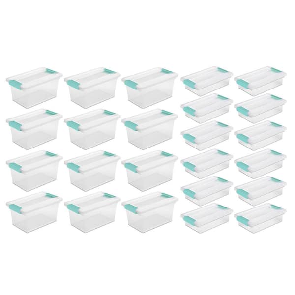 6.5 qt. Plastic Medium Clip Storage Tote in Clear, 12 Pack, & Small Clip Storage Tote, 12 Pack