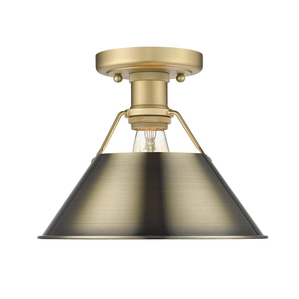 Orwell 10 in. 1-Light Brushed Champagne Bronze and Aged Brass Flush Mount price history on PriceWatchPro