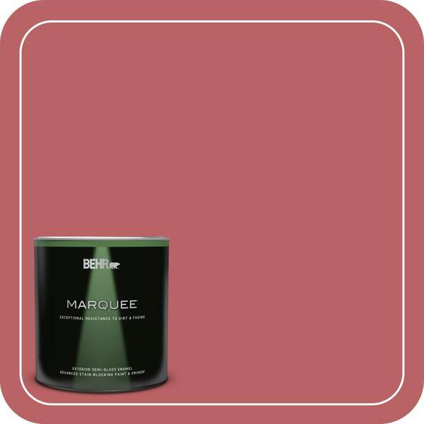 BEHR MARQUEE 1 qt. #150D-6 Strawberry Rhubarb Semi-Gloss Enamel Exterior Paint & Primer