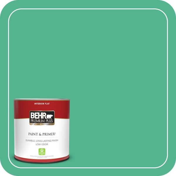 BEHR PREMIUM PLUS 1 qt. #MQ4-16 Aruba Green Flat Low Odor Interior Paint & Primer