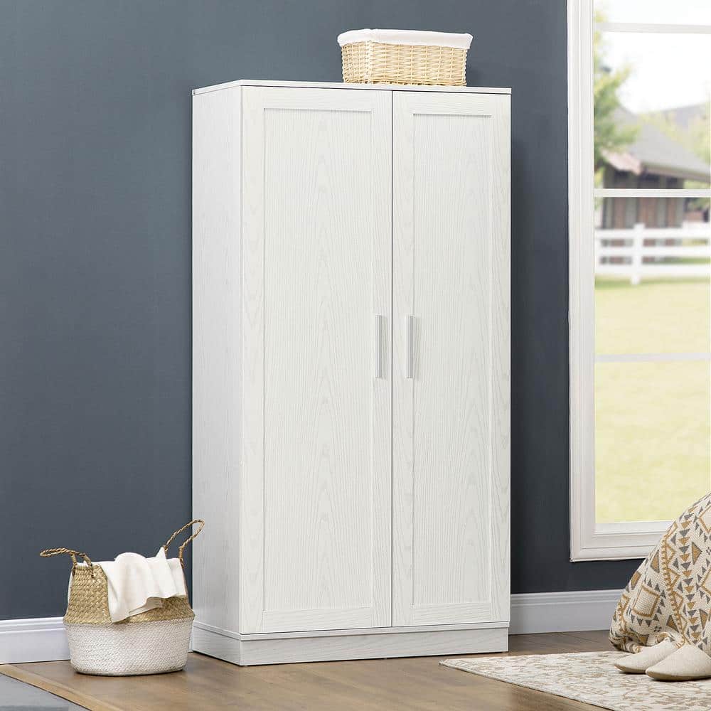 White 14-Tier Freestanding Kitchen Pantry Cabinet