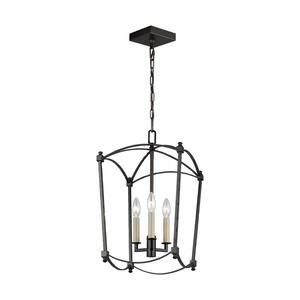 Thayer 3-Light Smith Steel Traditional Transitional Small Hanging Candlestick Chandelier