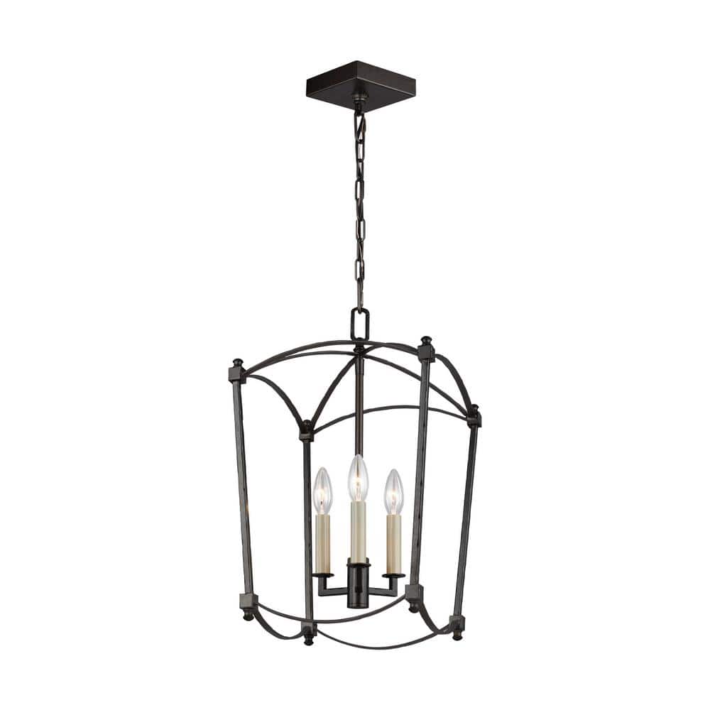 Mini Black Smith Steel 3-Light Industrial Chandelier