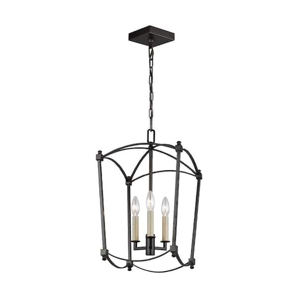 Generation Lighting Thayer 3-Light Smith Steel Traditional Transitional Small Hanging Candlestick Chandelier