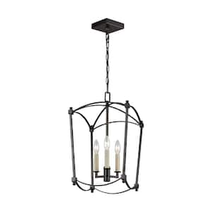 Estoril 3-Light Smith Steel Traditional Transitional Small Hanging Candlestick Chandelier