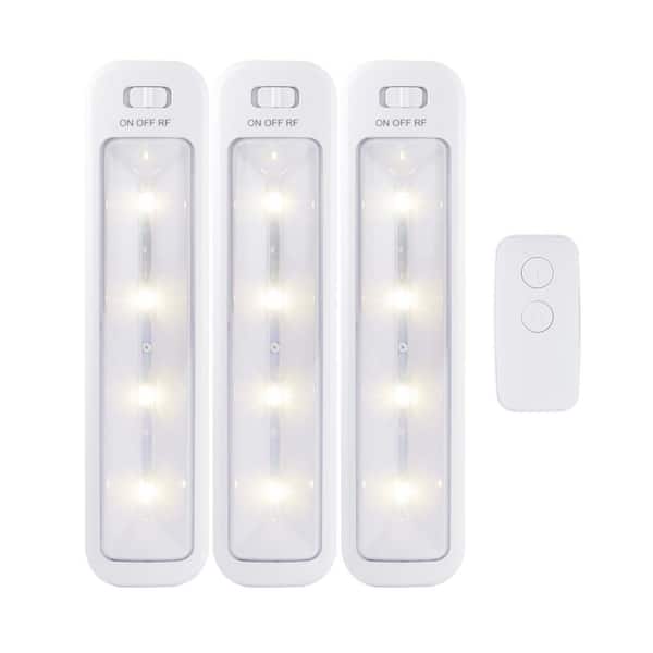 Brilliant Evolution 4-Pack 8.5-in Battery LED Under Cabinet Light Bar Light  with Remote