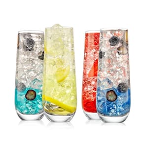 9.4 oz. Crystal-Clear Stemless Wine Glasses Set (Set of 4)