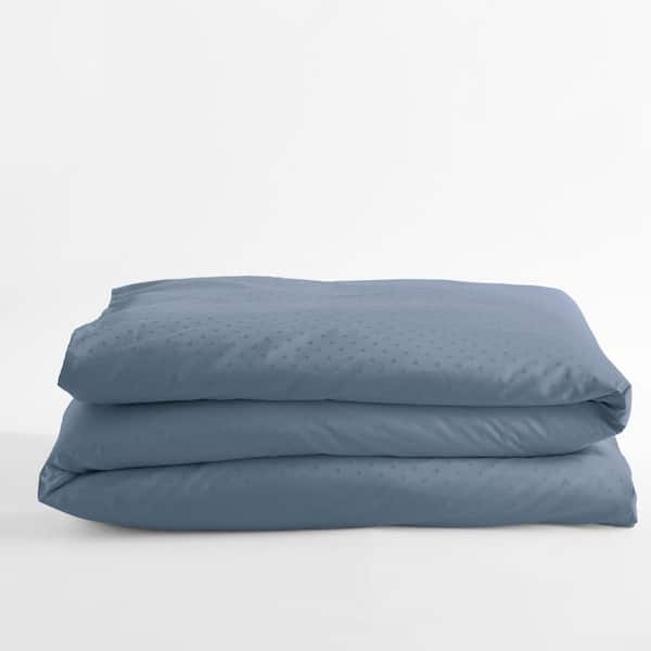 The Company Store Legends Luxury Dot Mirage Blue Cotton Sateen Oversized Queen Duvet Cover