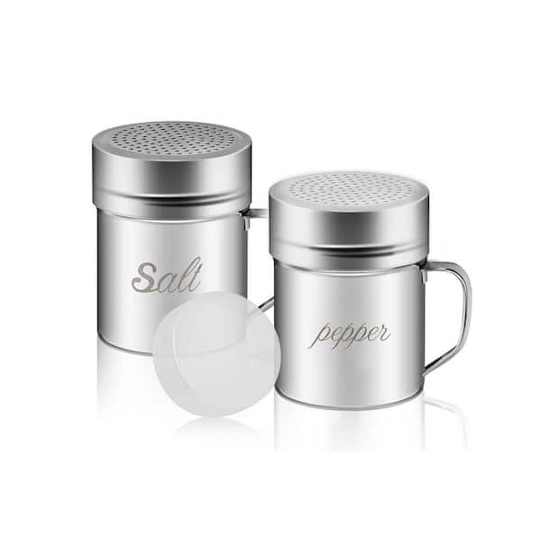 Stainless Steel Seasoning Spice Shaker Set Silver with Lid Handle 127 Holes Large Capacity Kitchen Baking 2 Piece