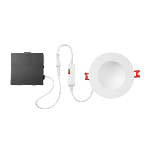 Commercial Electric Ultra Low Glare Integrated LED 4 in Round Adj Color Temp Canless Recessed Light for Kitchen Bath Living rooms, White