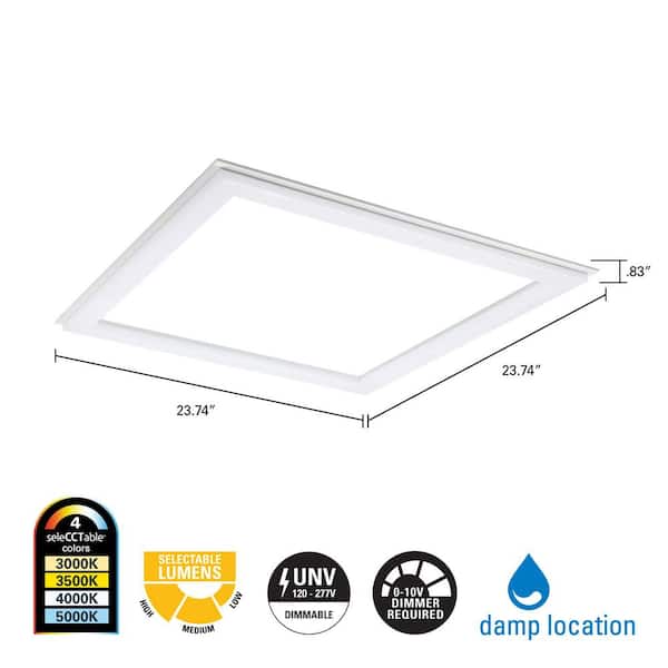 Metalux 2 x 2 ft. Selectable 4500/3200/2000 Lumens, Integrated LED, Surround Architectural Slim Frame Panel, 4-Selectable CCT