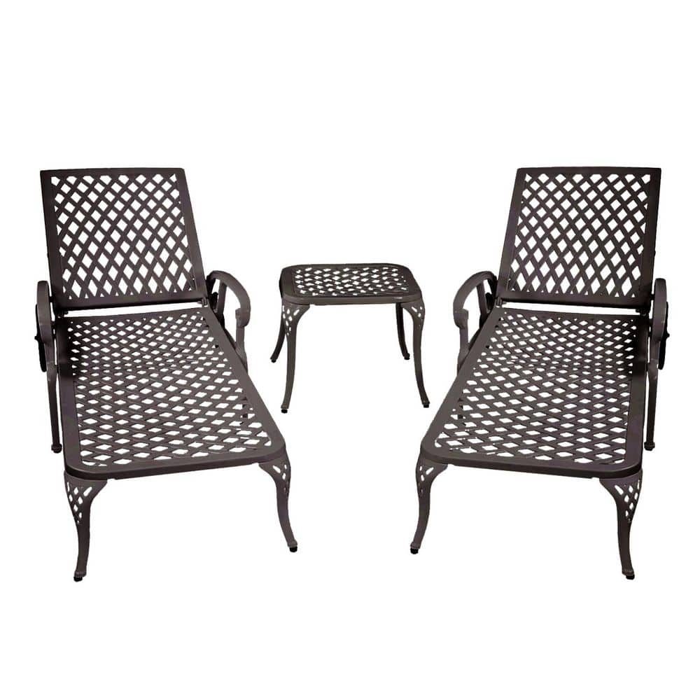 Black Aluminum Cast Lounge Chair, Outdoor Reclining Chaise with Wheels and Adjustable Backrest for Poolside and Garden price history on PriceWatchPro
