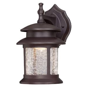 1-Light Oil Rubbed Bronze Outdoor Integrated LED Wall Lantern Sconce
