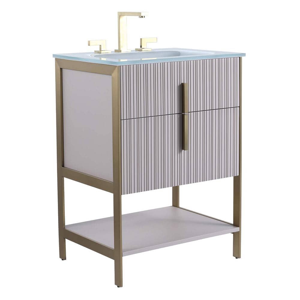 FINE FIXTURES 24 in. W x 18 in. D x 33.5 in. H Bath Vanity in Bright ...