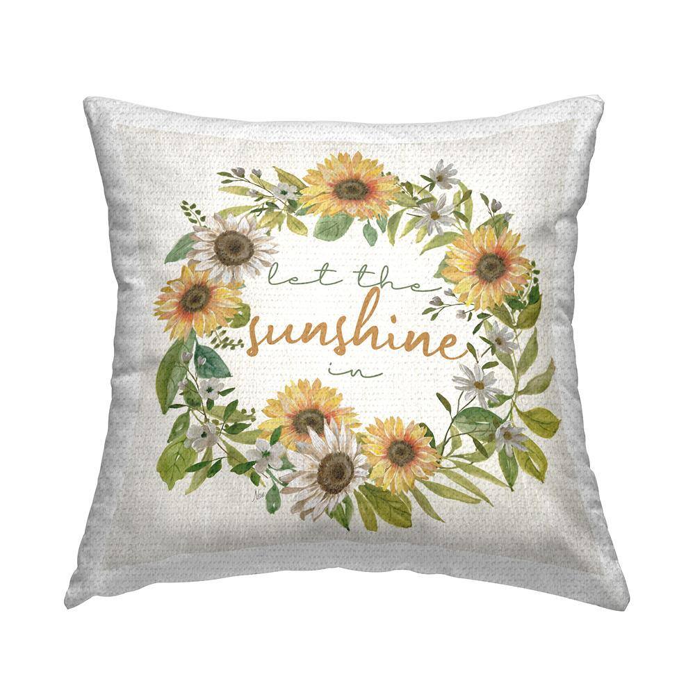 Warm Sunshine Phrase Sunflower Botanical Wreath Beige Square Outdoor Throw Pillow price history on PriceWatchPro