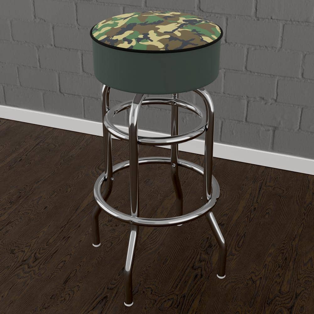 Hunt Camo 31 in. Green Backless Metal Bar Tool with Vinyl Seat