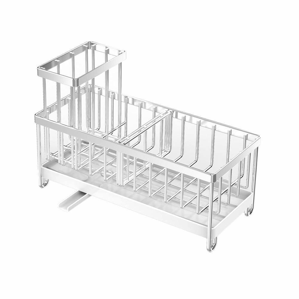 Silver 304 Stainless Steel Kitchen Sink Caddy Organizer with Rotatable Spout and High Brush Holder for Storage price history on PriceWatchPro