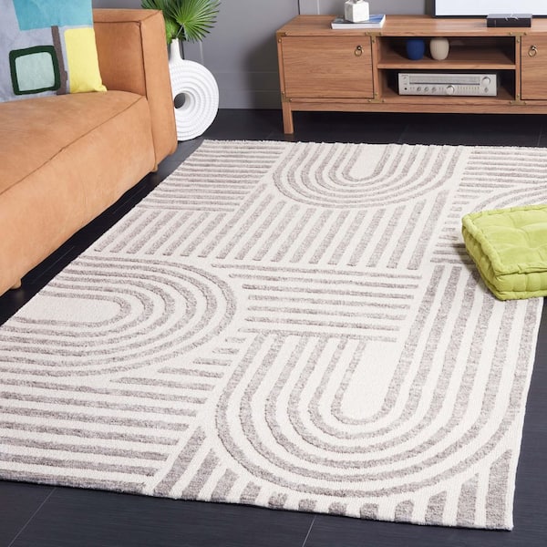 Audrey 8 ft. x 10 ft. Ivory/Gray Geometric Parallel Area Rug