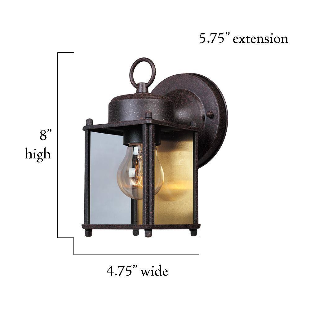 Rust Patina Dimmable Outdoor Lantern Sconce with Clear Glass