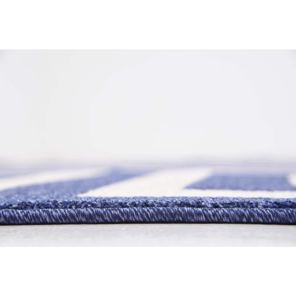 Navy Blue Geometric 6' x 9' Handmade Synthetic Area Rug
