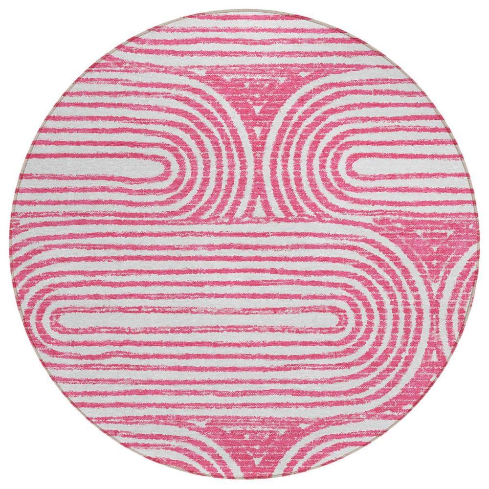 Blush 8 ft. Round Woven Abstract Round Indoor/Outdoor Area Rug price history on PriceWatchPro