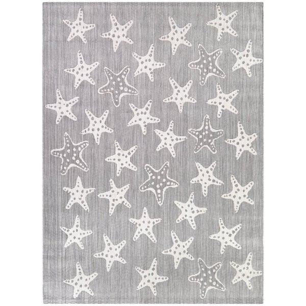 BALTA Delmira Grey 8 ft. x 10 ft. Starfish Indoor/Outdoor Area Rug ...