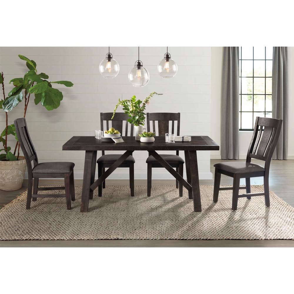 Rustic Gray Oak 7-Piece Dining Set with Lattice Back Chairs