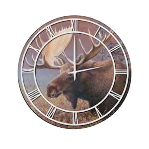 "Chocolate Moose" Full Coverage Art and White Numbers Imaged Wall Clock