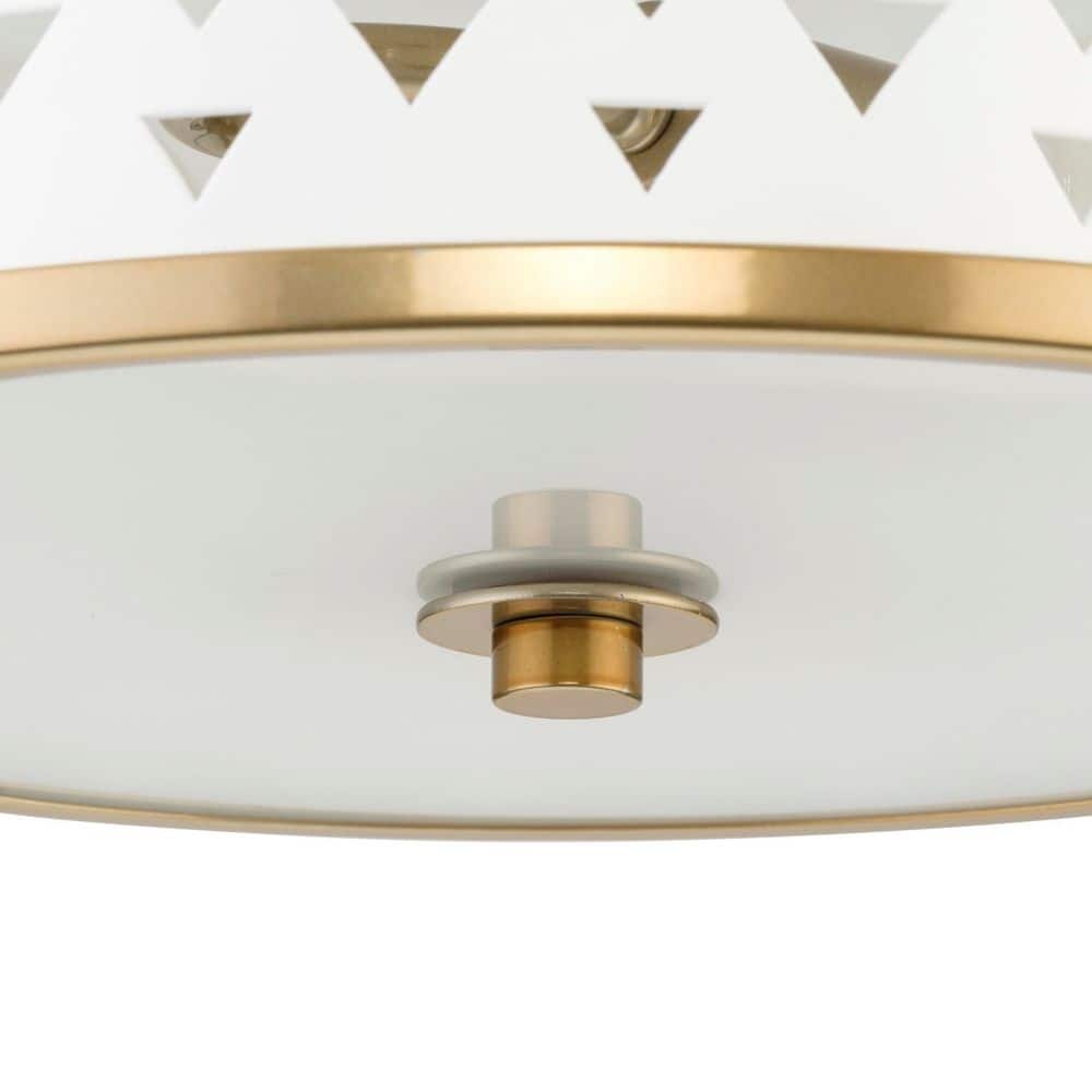 Avec Champagne Bronze and White Glass Flush Mount Light