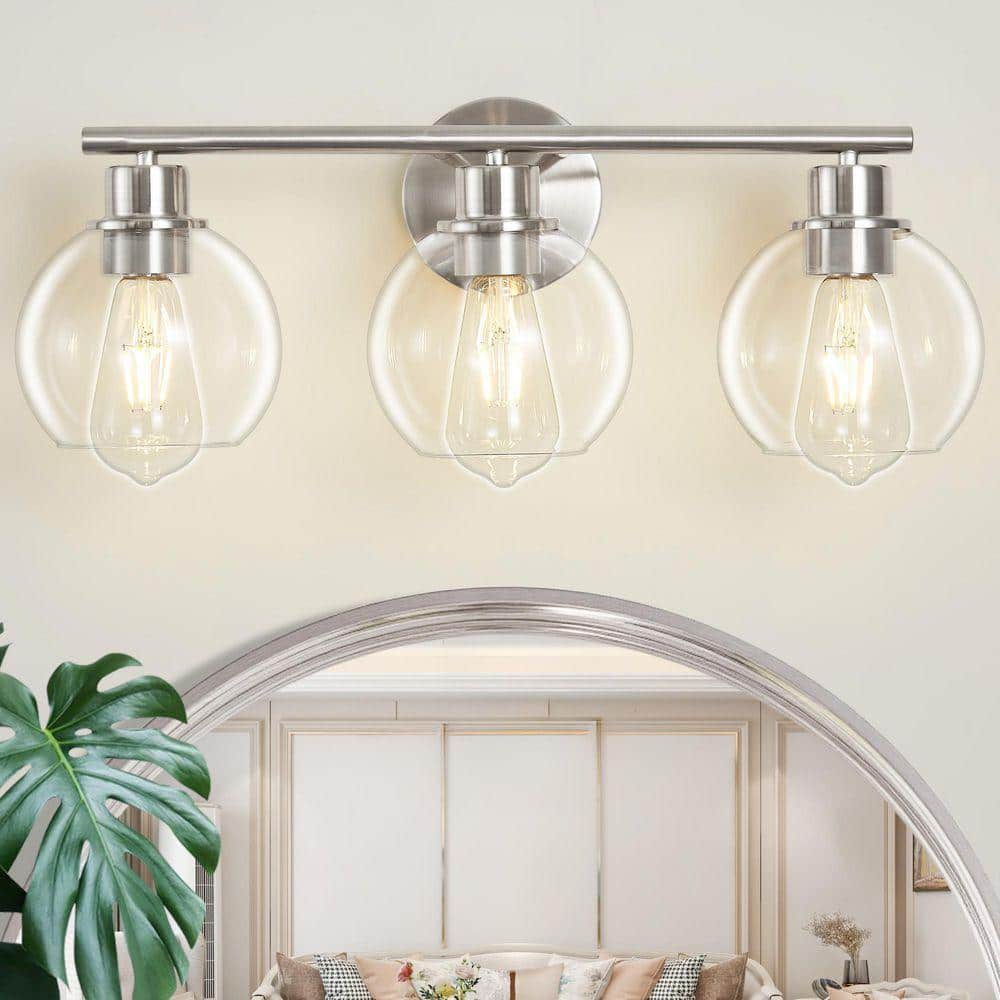 Deyidn Modern 21.65 in. 3-Light Nickel Bathroom Vanity Light Interior ...